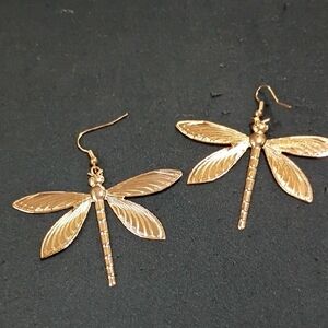 Gold Dragonfly Earrings